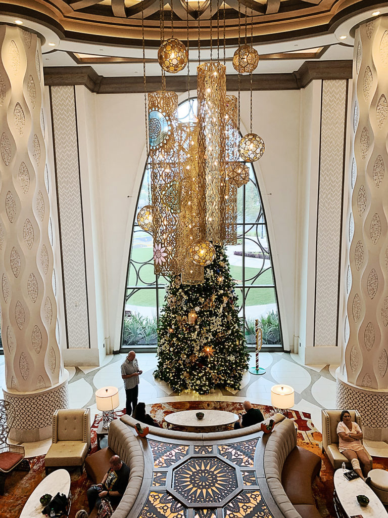 Gran Destino Tower main lobby at Christmastime